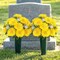 2 Bundles Yellow Daisy Artificial Cemetery Flowers for Grave Vase – 18 Heads Silk UV Resistant Outdoor Memorial Day Grave Flowers, Headstone Vase & Garden Decoration
